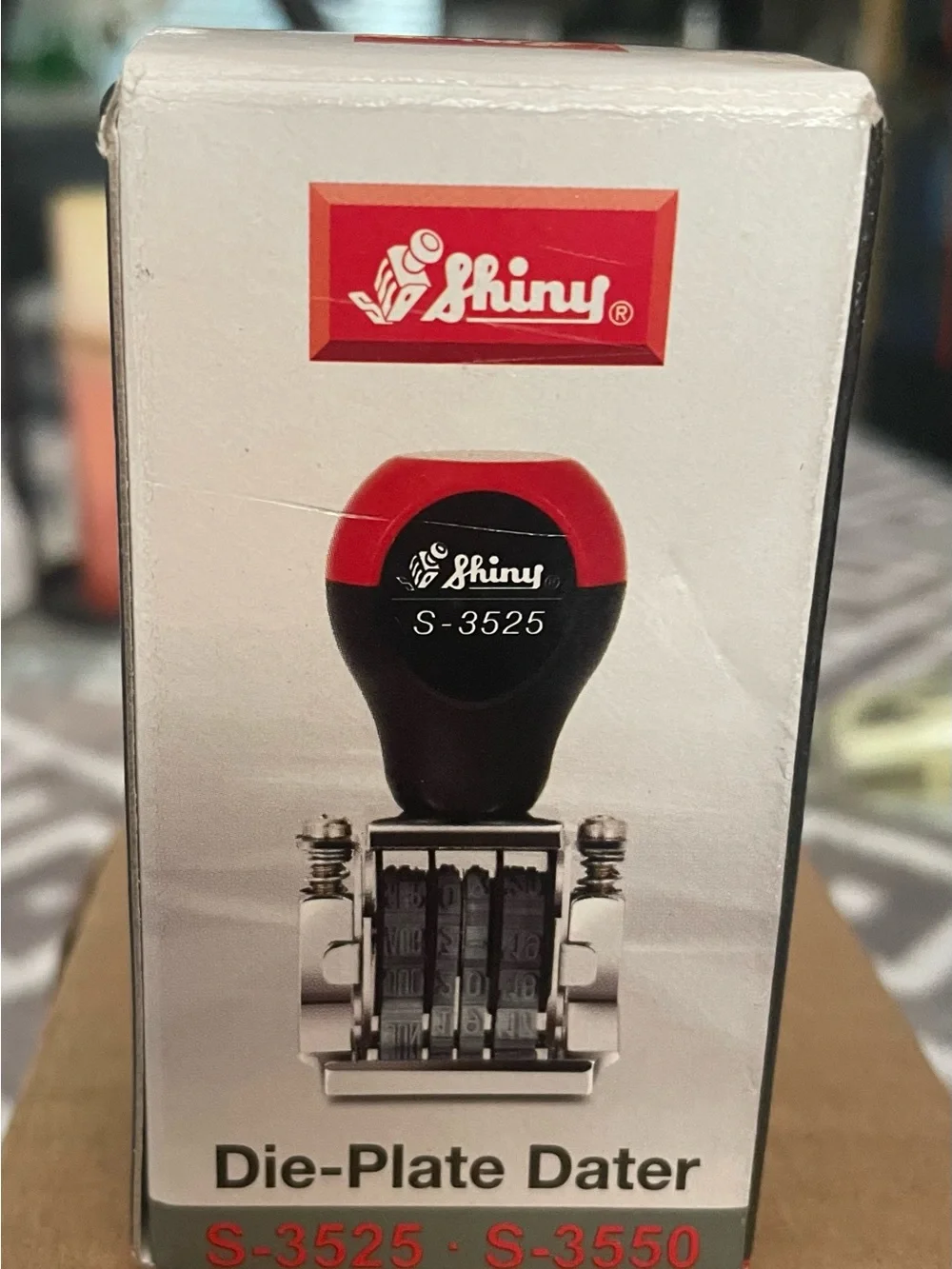 Shiny S-3525 Die-Plate Dater - Black and Red Handle